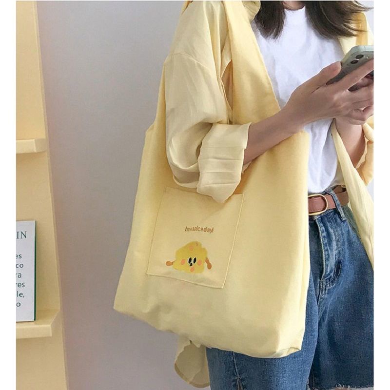 Túi Đeo Vai Vải Canvas Kiểu Retro Nhật Bản Dễ Thương
