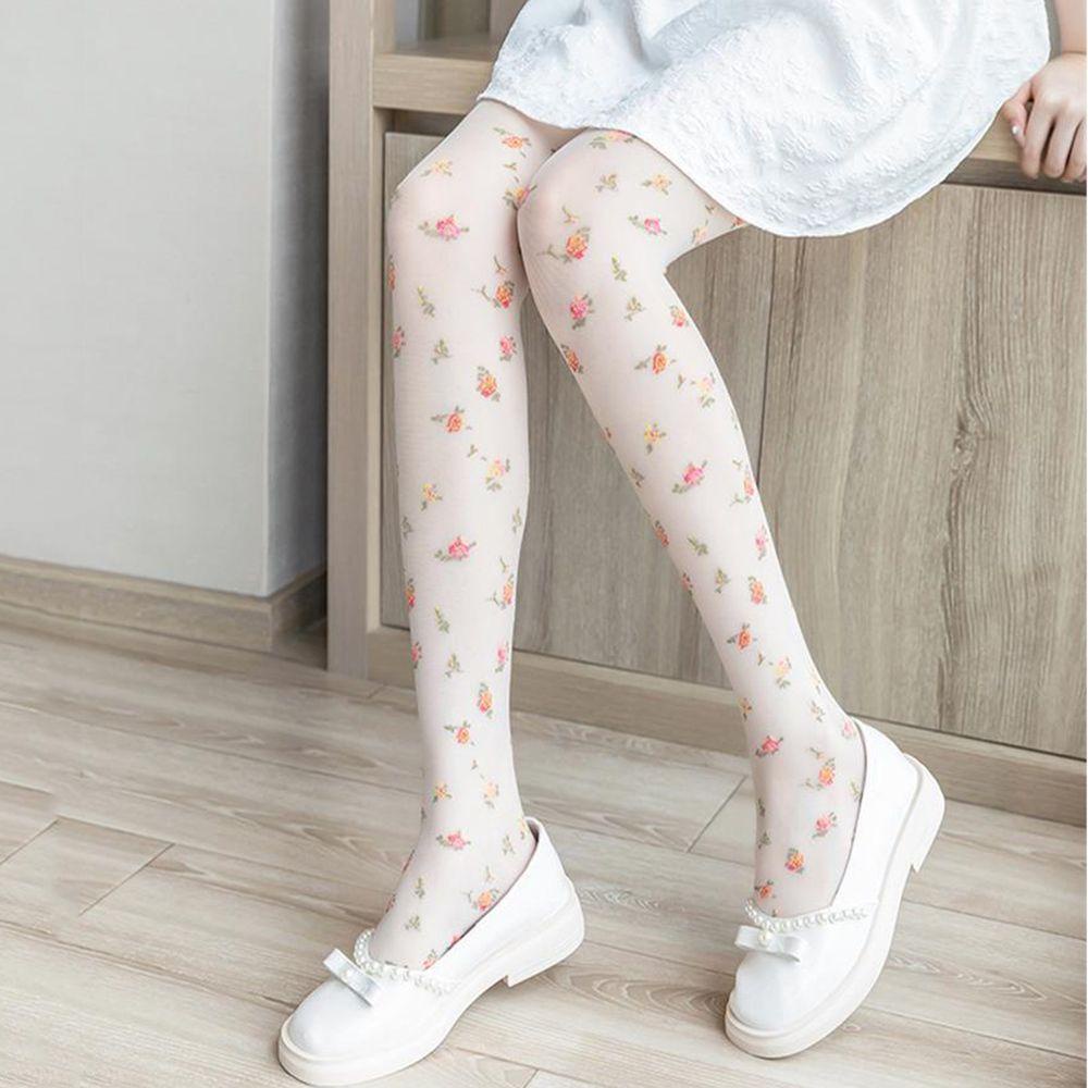 Tất Dài In Hoa Trắng Đen VANES1 Phong Cách Nhật Bản Cho Nữ