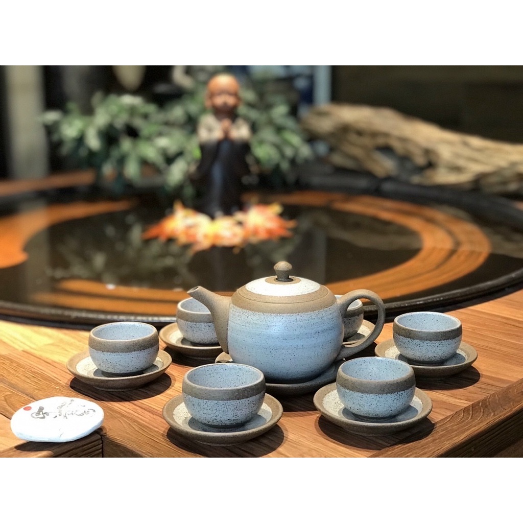 BỘ ẤM CHÉN HỒNG SA PHẾT TRẮNG ẤM BẦU Bát tràng [HÀNG CAO CẤP XUẤT NHẬT], BỘ TRÀ ĐẠO PHONG CÁCH NHẬT BỘ TÁCH CHÉN TỬ SA