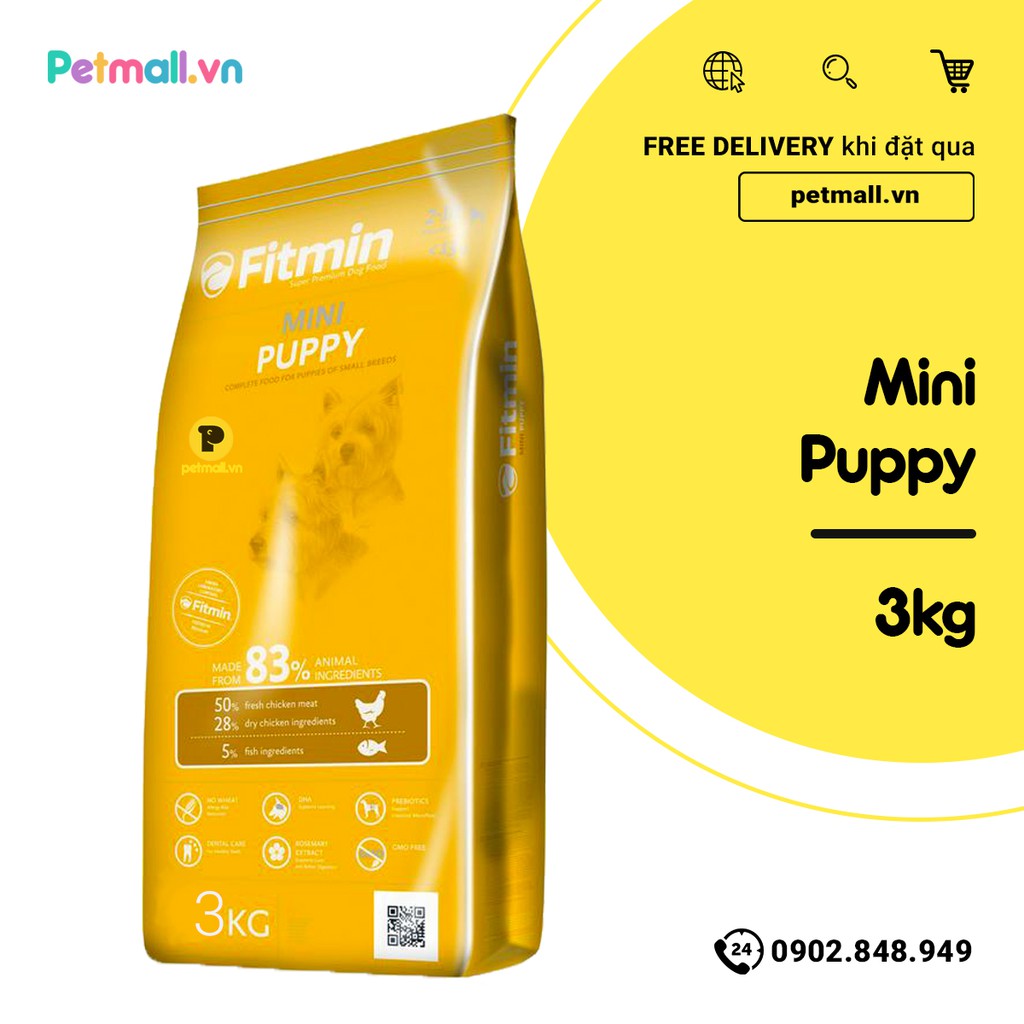 Thức Ăn Hạt Fitmin Dog Mini Puppy (Chó con giống nhỏ) 3Kg