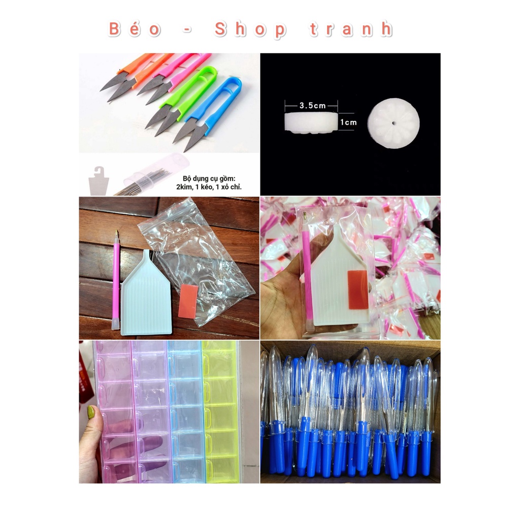 BỘ PHỤ KIỆN HỖ TRỢ LÀM TRANH ĐÁ - TRANH THÊU: KIM SIÊU TỐC, KÉO, SỎ CHỈ, GỠ CHỈ, GẠT ĐÁ,KHAY ĐỰNG HẠT ĐÁ,LĂN ĐÁ,THƯỚC ..