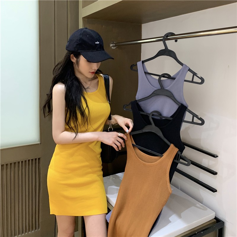 Xiaozhainv Đầm dây màu trơn dáng ôm quyến rũ thời trang | BigBuy360 - bigbuy360.vn