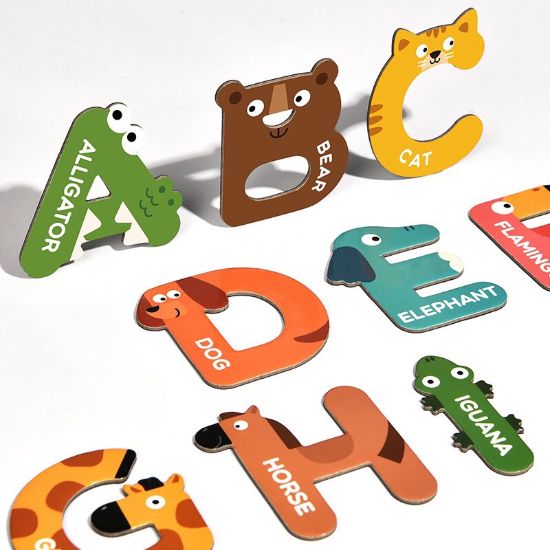 Mideer Magnet Letters Numbers - Bảng chữ cái hoặc chữ số bằng nam châm hình các con vật bằng tiếng Anh cho bé học chữ