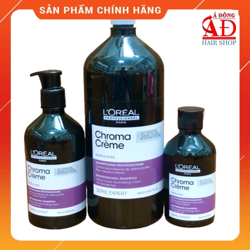 DẦU GỘI TÍM KHỬ VÀNG CHO TÓC TẨY SÁNG L'OREAL CHROMA CREME PURPLE DYES SHAMPOO NEW 2022