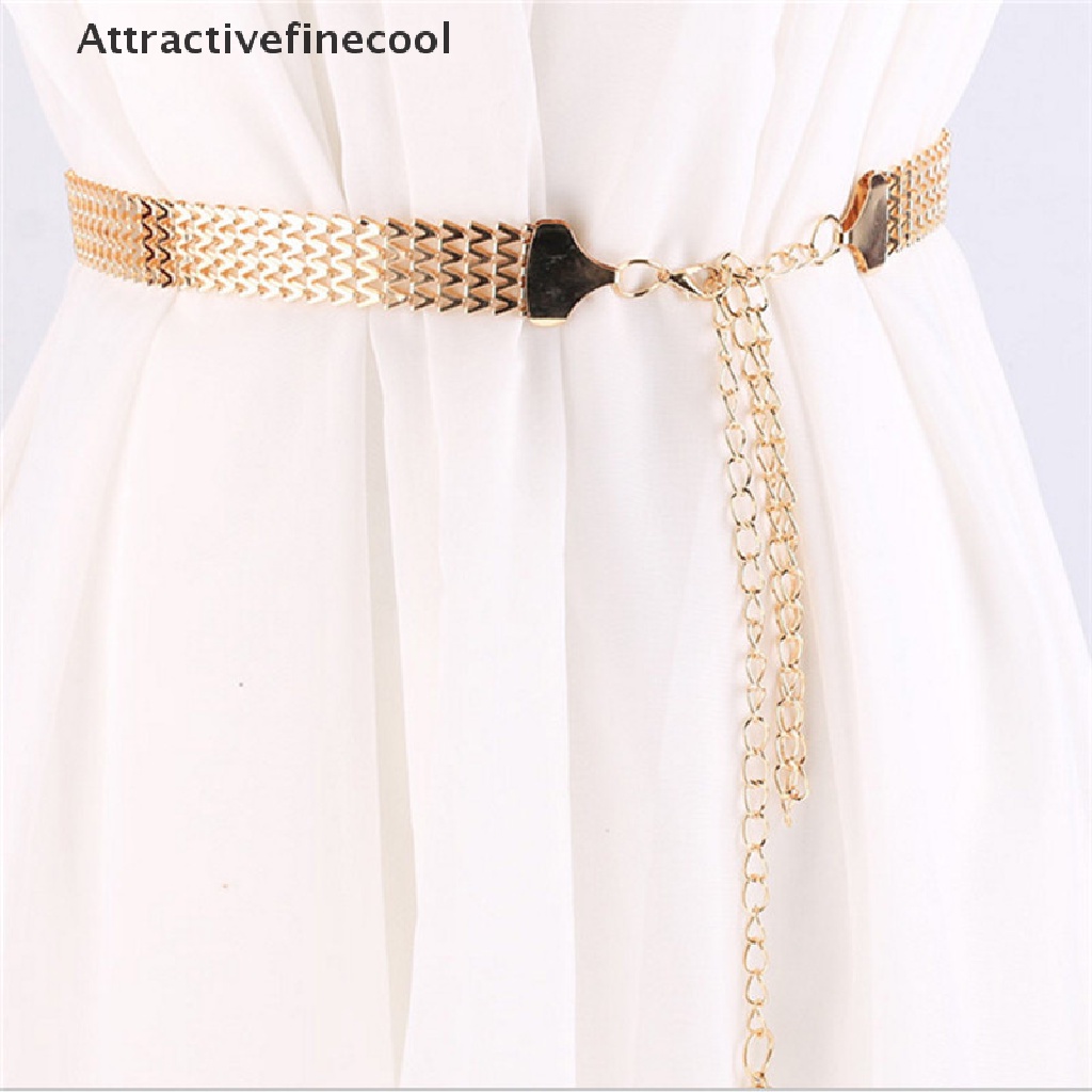 Thắt lưng dây xích kim loại màu vàng thời trang