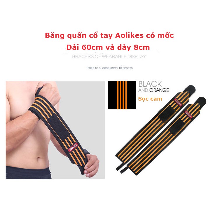 Dây đai quấn cổ tay tập gym có móc Aolikes A1539 (1 cặp)