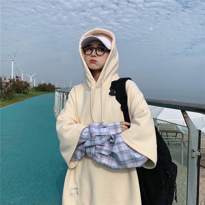Áo Hoodie Giả Hai Lớp Dáng Rộng Phong Cách Hong Kong Thời Trang Mùa Đông Cho Nam