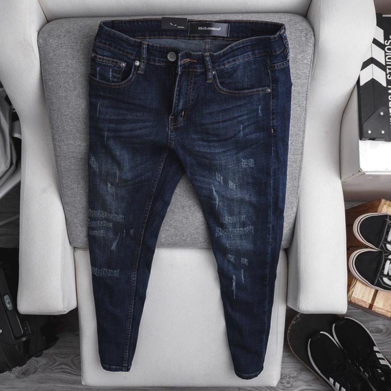 Quần jean nam cao cấp co giãn VNXK màu xanh đậm wash Đẹp