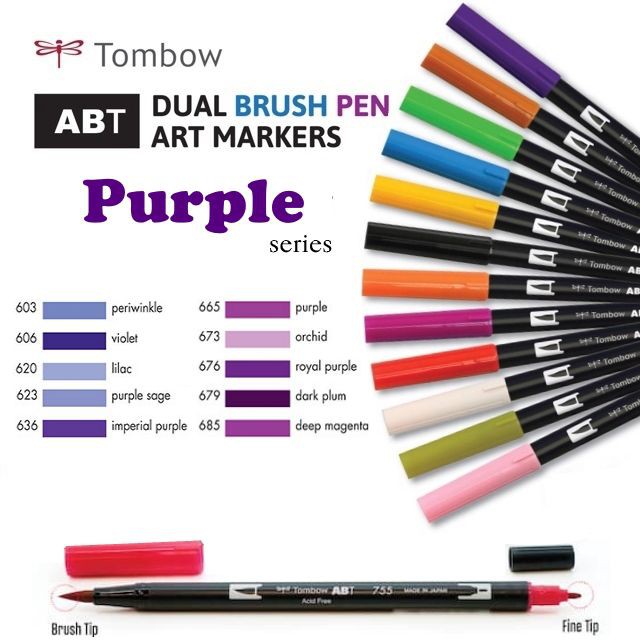 Bút Tombow Dual Brush 96 màu - Tông hồng tím