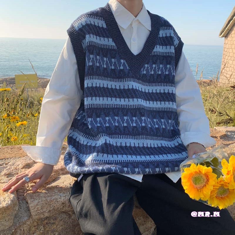 Áo sweater dệt kim sát nách cổ chữ V phong cách Hàn Quốc dễ thương tùy chọn màu sắc