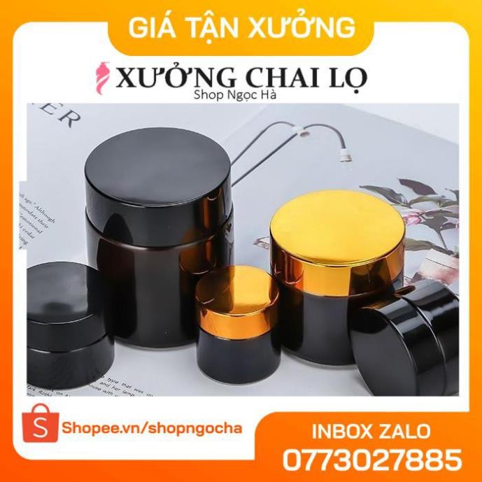 Hủ đựng kem Thủy tinh Nâu 100g chiết mỹ phẩm , phụ kiện du lịch