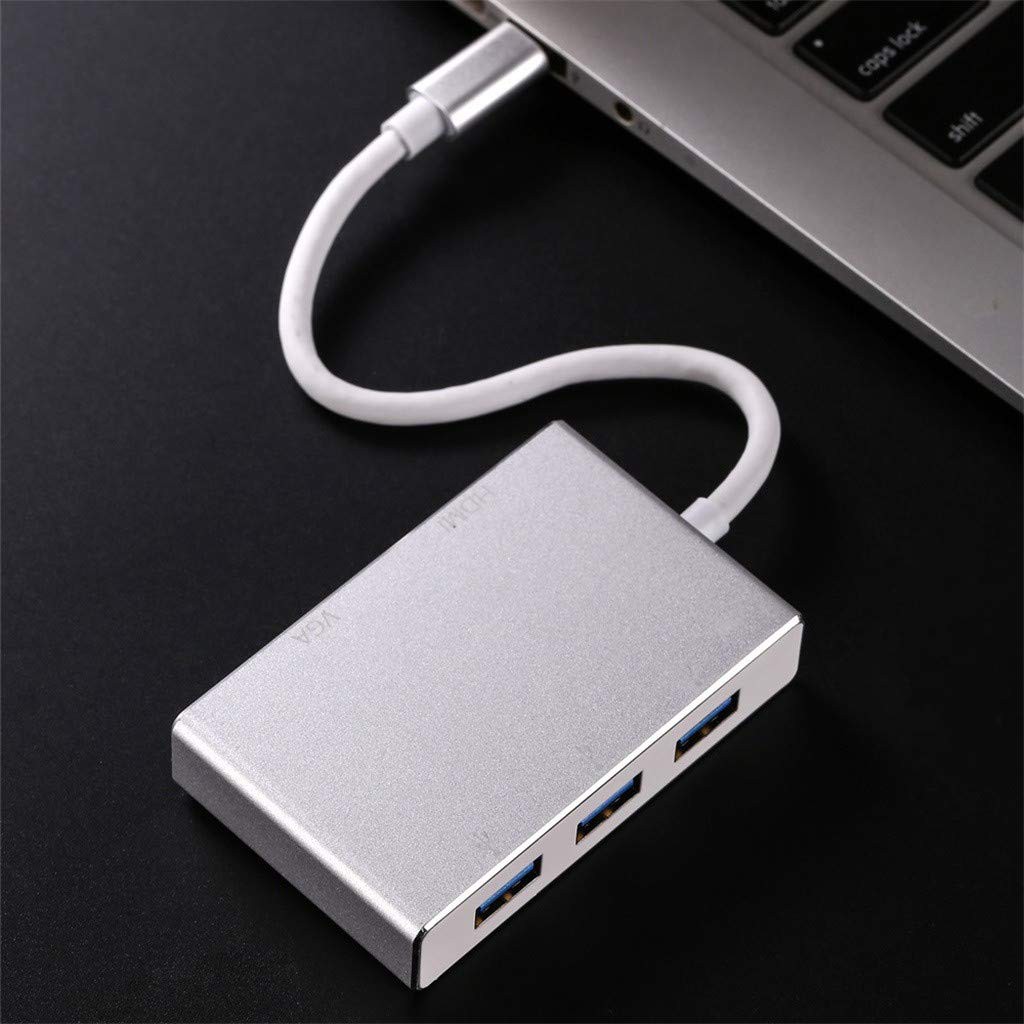 Hub USB C ra HDMI, VGA, USB 3.0 cho Macbook, Samsung dex