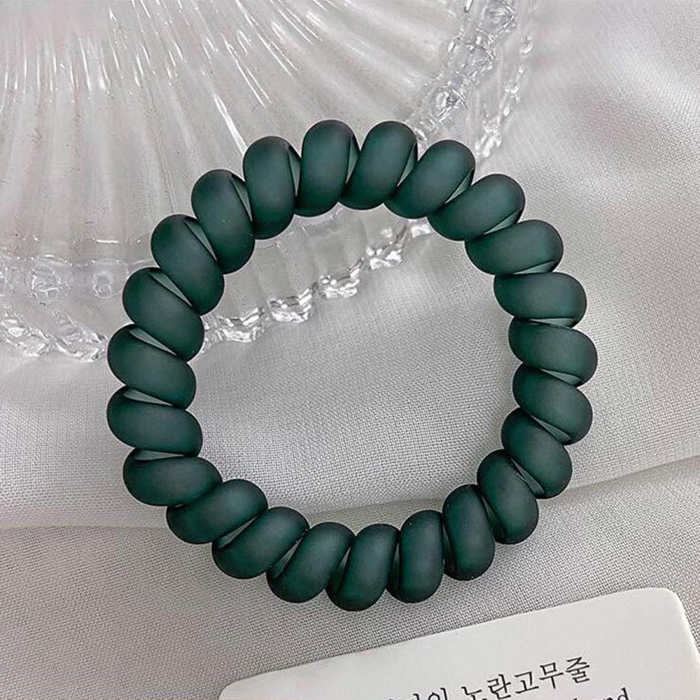 Dây buộc tóc co giãn màu nhám kiểu dây điện thoại dễ thương cho nữ