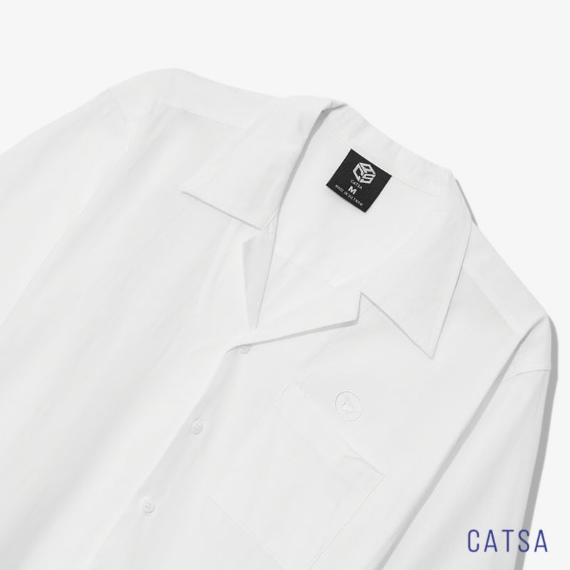 Áo sơ mi trắng tay ngắn chất liệu vải Linen mặc thoáng mát, độ bền cao CATSA ASN180