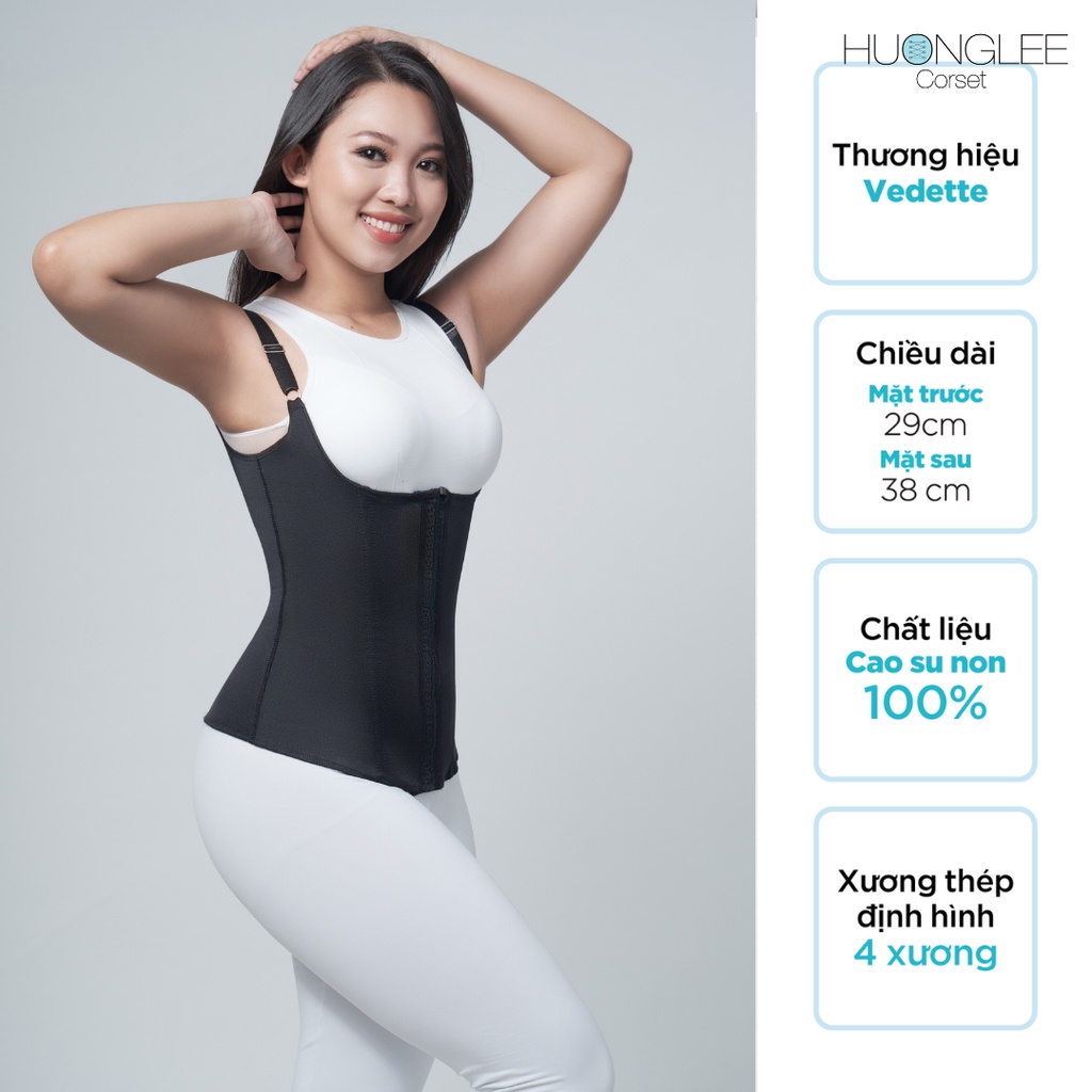 [HUONGLEE Corset] Đai Gen Nịt Bụng Giảm Eo - Mỡ Lưng Latex Gile Vedette 100 Chuẩn Chính Hãng Colombia 4 Xương Thép Dẻo