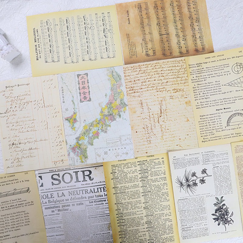 Giấy Báo Trang Trí Sổ - Crafting Paper Giấy Retro Chất Liệu Nhẹ (30 tờ )