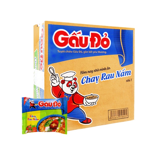 5 Gói Mì Gấu Đỏ Vị Chay Rau Nấm, mì gấu đỏ chay