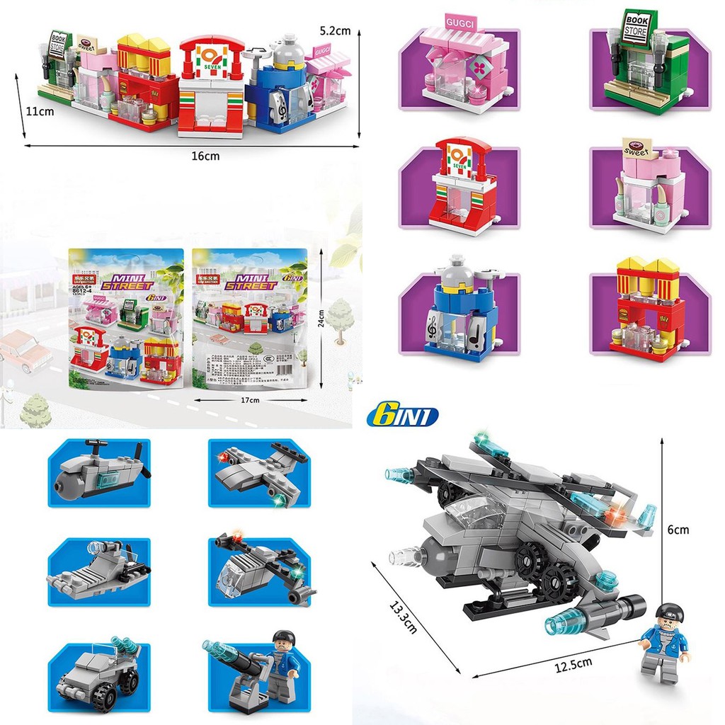 Xếp Hình lắp ráp Lego  các loại xe chuyên dụng 6 trong 1