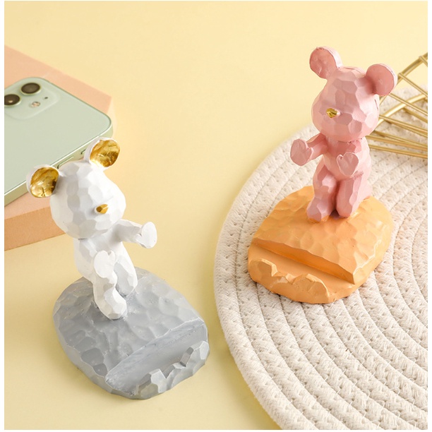 Giá đỡ điện thoại hình chú gấu decor dễ thương, giá đỡ điện thoại để bàn trang trí và xem phim