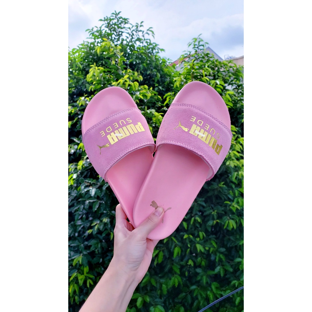 Dép unisex 𝐌𝐋𝐁 𝙋𝙐𝙈𝘼 da lộn chữ dập nổi êm chân nam nữ 36-40