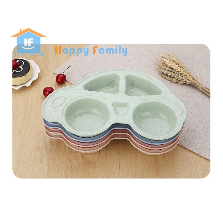 Khay ăn đĩa ăn chia ngăn cho bé hình xe hơi nguyên liệu sợi lúa mạch Wheat Straw