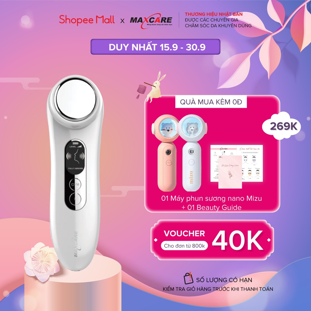 Máy đẩy tinh chất ION dưỡng trắng Maxcare Max888 (làm sạch sâu - đẩy tinh chất - cấp ẩm - dưỡng da) thương hiệu Nhật Bản