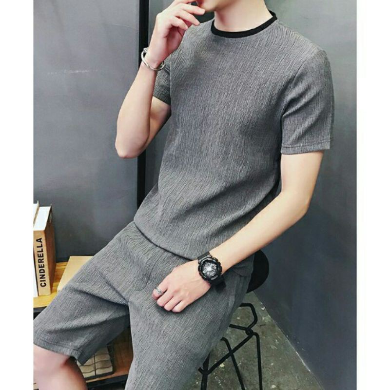 Bộ Quần Áo Đũi Nam Mặc Nhà Mùa Hè Chất Liệu Vải Đũi Mềm Mịn Mát Nhẹ Thoáng Thấm Hút Mồ Hôi Tốt Hai Màu Xám Và Đen - BDN8