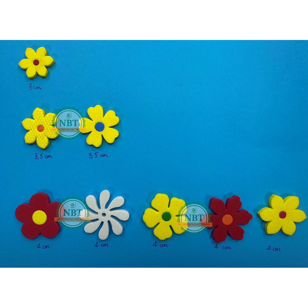 Hoa lá xốp dập sẵn hỗn hợp nhiều kích thước và mẫu mã - trang trí mầm non - Handmade