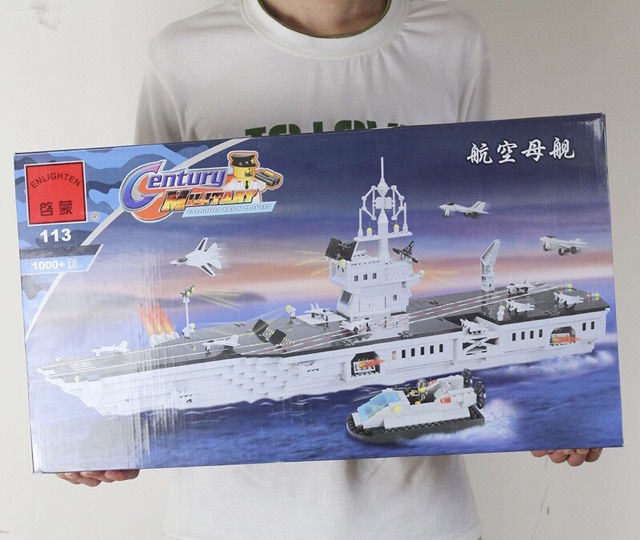 New Design 2021🌟 Lắp Ráp Enlighten QMan 113 Tàu Sân Bay Aircraft Carrier Dài 92cm 🌟