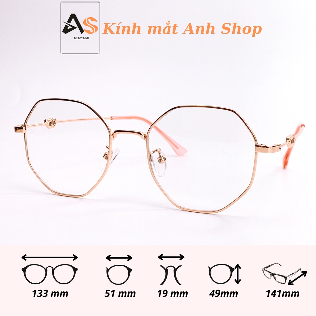 Gọng kính lục giác chất liệu kim loại thanh mảnh thời trang 19050-9672