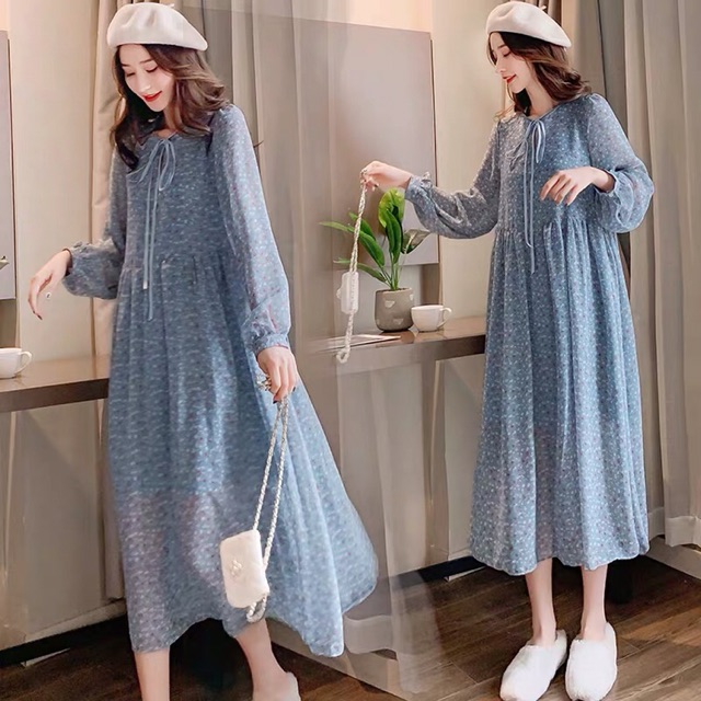 Váy bầu voan hoa nhíphong cách hàn quốc( hàng quảng châu)