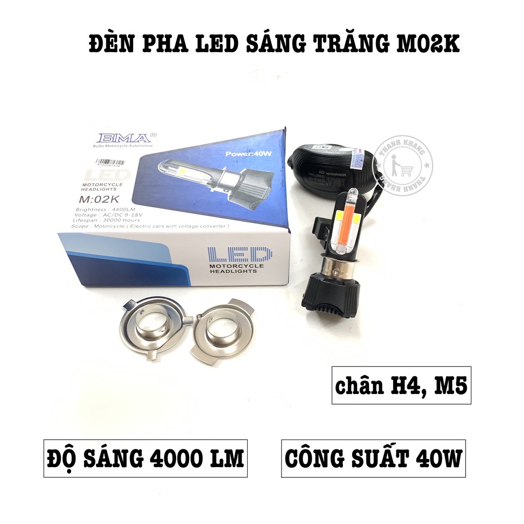 Đèn Fa led Thanh Khang M02K 40w ánh sáng trắng xanh xenon gắn xe máy 001000001