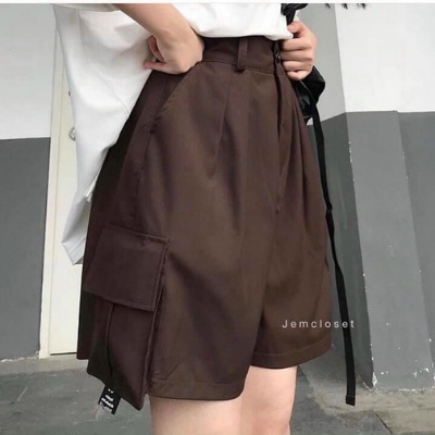 Quần đùi short nữ TIBU lưng cao túi hộp chất kaki lên form siêu xinh