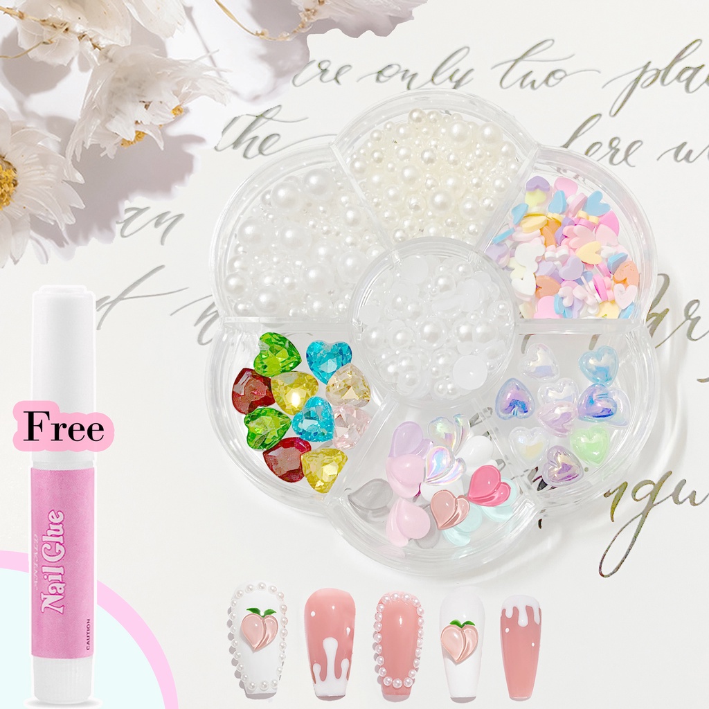 Set 7 Hộp Phụ Kiện Ngọc Trai Trang Trí Móng Tay