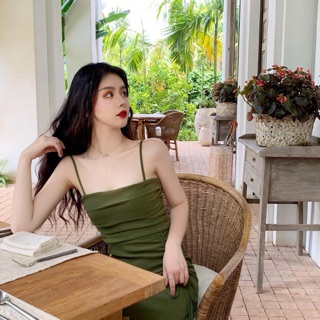 VÁY HAI DÂY XANH RÊU