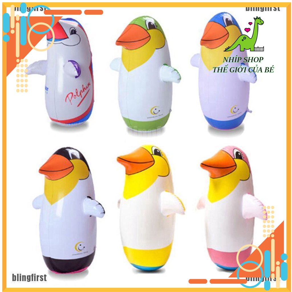 Đồ chơi bơm hơi lật đật hình các con vật - cánh cụt gấu voi ... cực xinh bằng PVC kích thước 36cm - Nhíp Shop