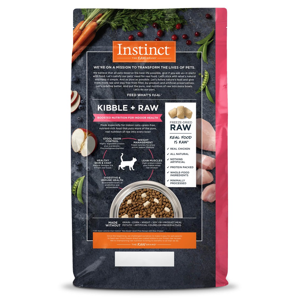 [Nhập khẩu từ Mỹ] (Túi 2,27kg) Thức ăn cho mèo trong nhà làm từ thịt gà tươi Instinct Raw Boost for Indoor Health