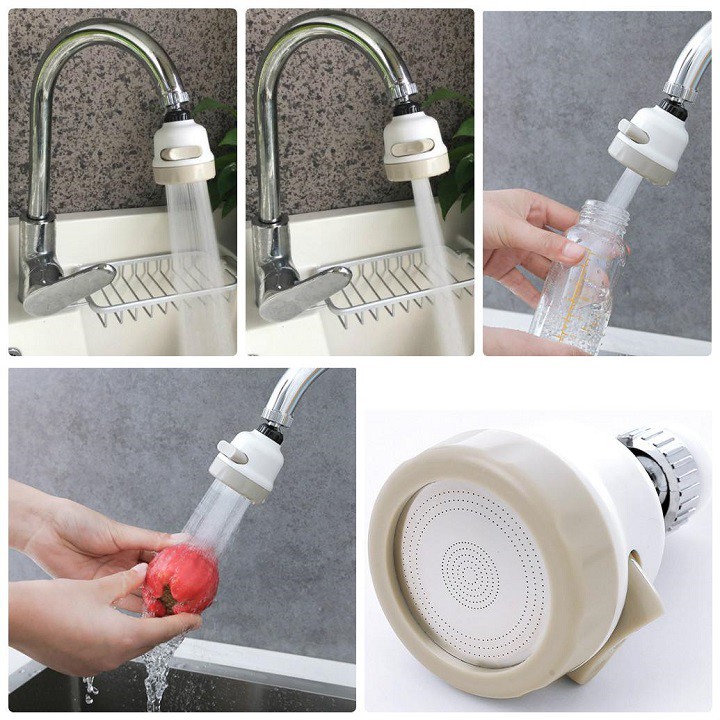 Đầu vòi tăng áp lực nước bồn rửa bát xoay 360 độ 3 chế độ phun
