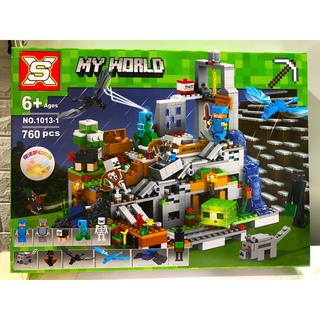 Lắp Ráp minecraft SX 1013 ( Xếp hình hang động trên đình núi tuyết rồng ender 760 mảnh ghép )