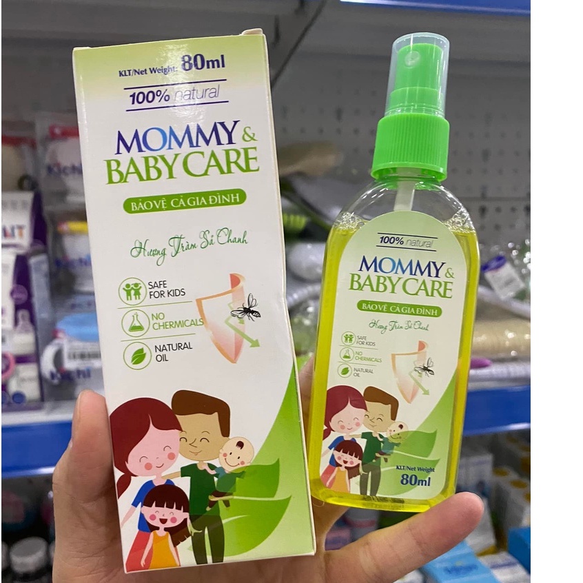 Xịt chống muỗi mommy &amp; baby care 100% tinh chất tự nhiên an toàn cho bé, xịt chống muỗi cho bé sơ sinh