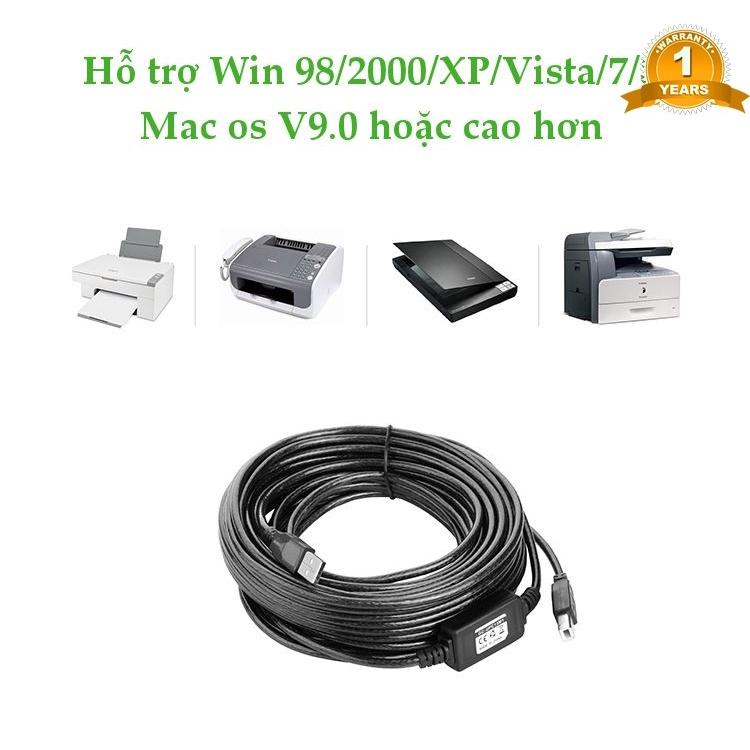 Dây cáp máy in 15M Ugreen US122 UG- 10362 + IC Khuếch đại cao cấp _Hàng chính hãng