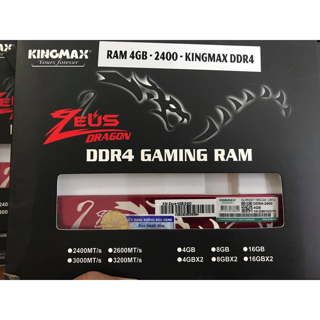 [Mã ELMS05 giảm 5% đơn 300k]Ram Mới 4G DDR4 kingmax bus 2400 full hộp bảo hành 36 tháng | WebRaoVat - webraovat.net.vn