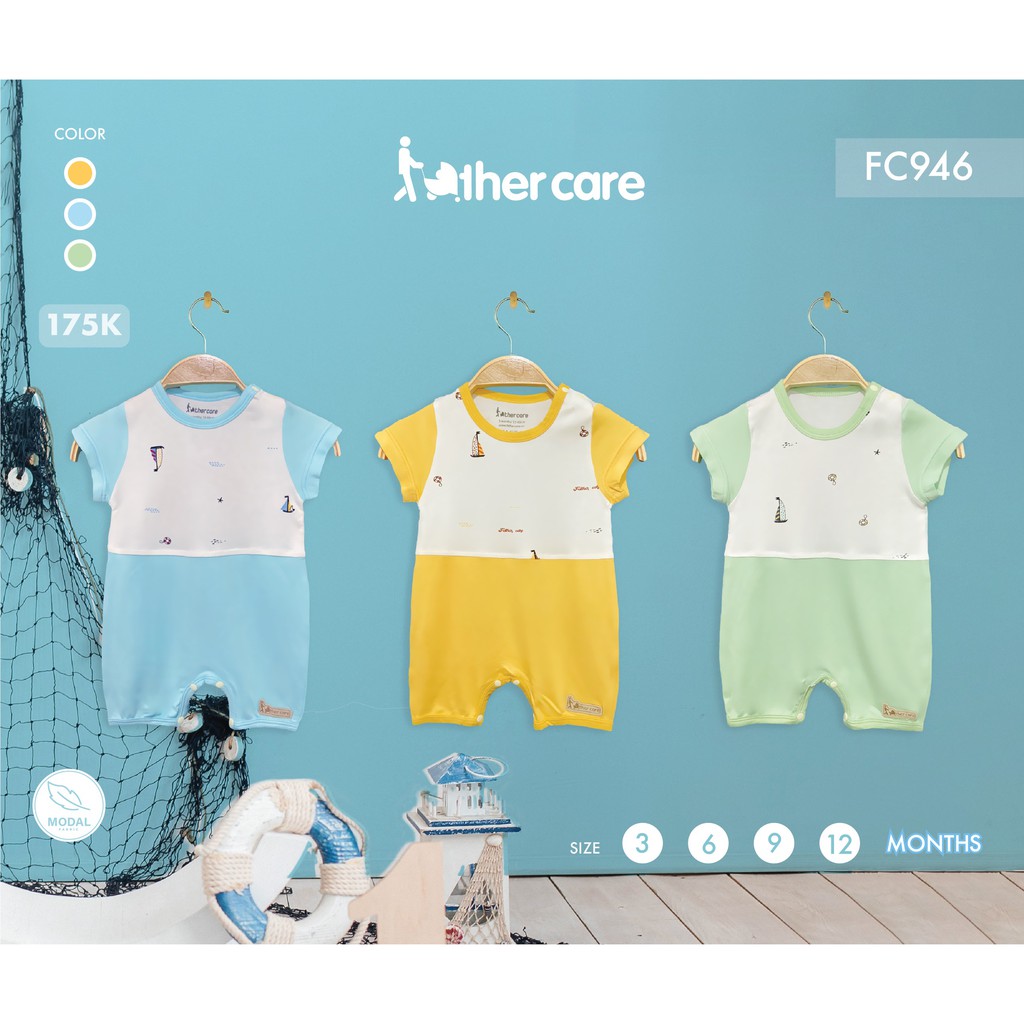 Body sơ sinh FatherCare Cộc Tay Cài Vai - Thuyền Và Biển FC946