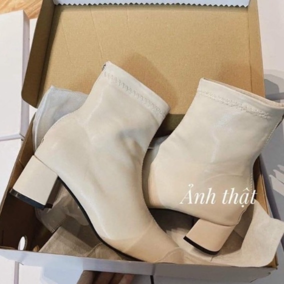 Giày Bốt Boot Nữ Cao Cổ , Da PU Cao 5cm, Đế Vuông Siêu Ôm Chân, HOT TREND