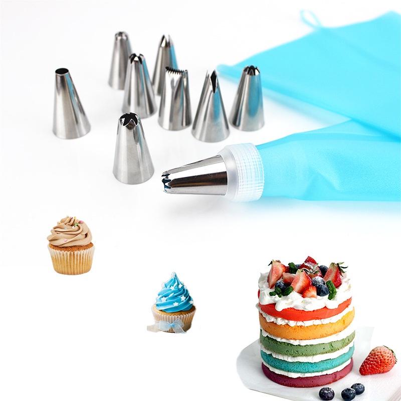 Set 26 Túi Silicone Bắt Bông Kem Tái Sử Dụng Được + 24 Đầu Phun Kem Trang Trí Bánh