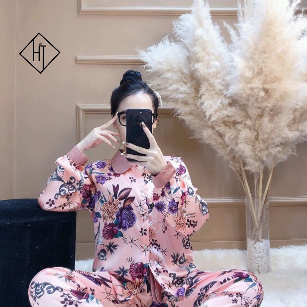 Đồ bộ pijama - Bộ mặc nhà lụa satin dài tay cao cấp mềm mịn, mát mẻ | BigBuy360 - bigbuy360.vn