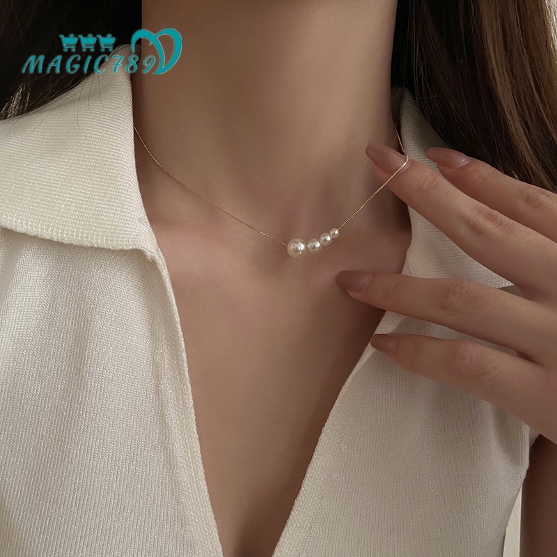 Vòng cổ Mạ Vàng 14K Đính Ngọc Trai Nhân Tạo Thời Trang