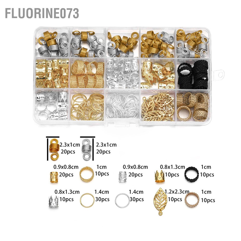 Fluorine073 Chuỗi hạt Dreadlocks Đặt hợp kim Hạt bện tóc Vòng xoắn Mặt dây chuyền Nhẫn trang sức Đồ trí cho bữa tiệc