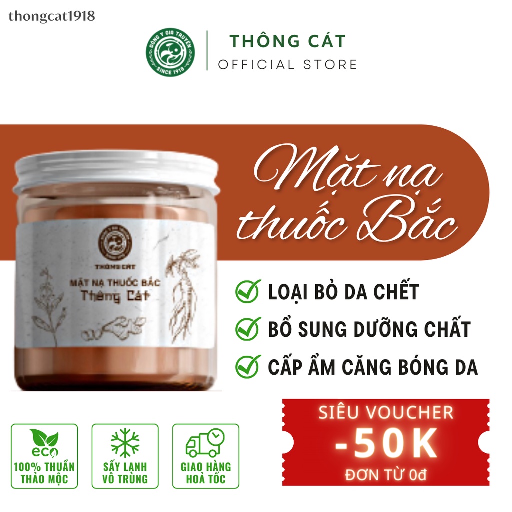 Mặt nạ thuốc bắc Đông y gia truyền Thông Cát (Since 1918)- Thành phần từ thiên nhiên, trắng da, loại bỏ độc tố