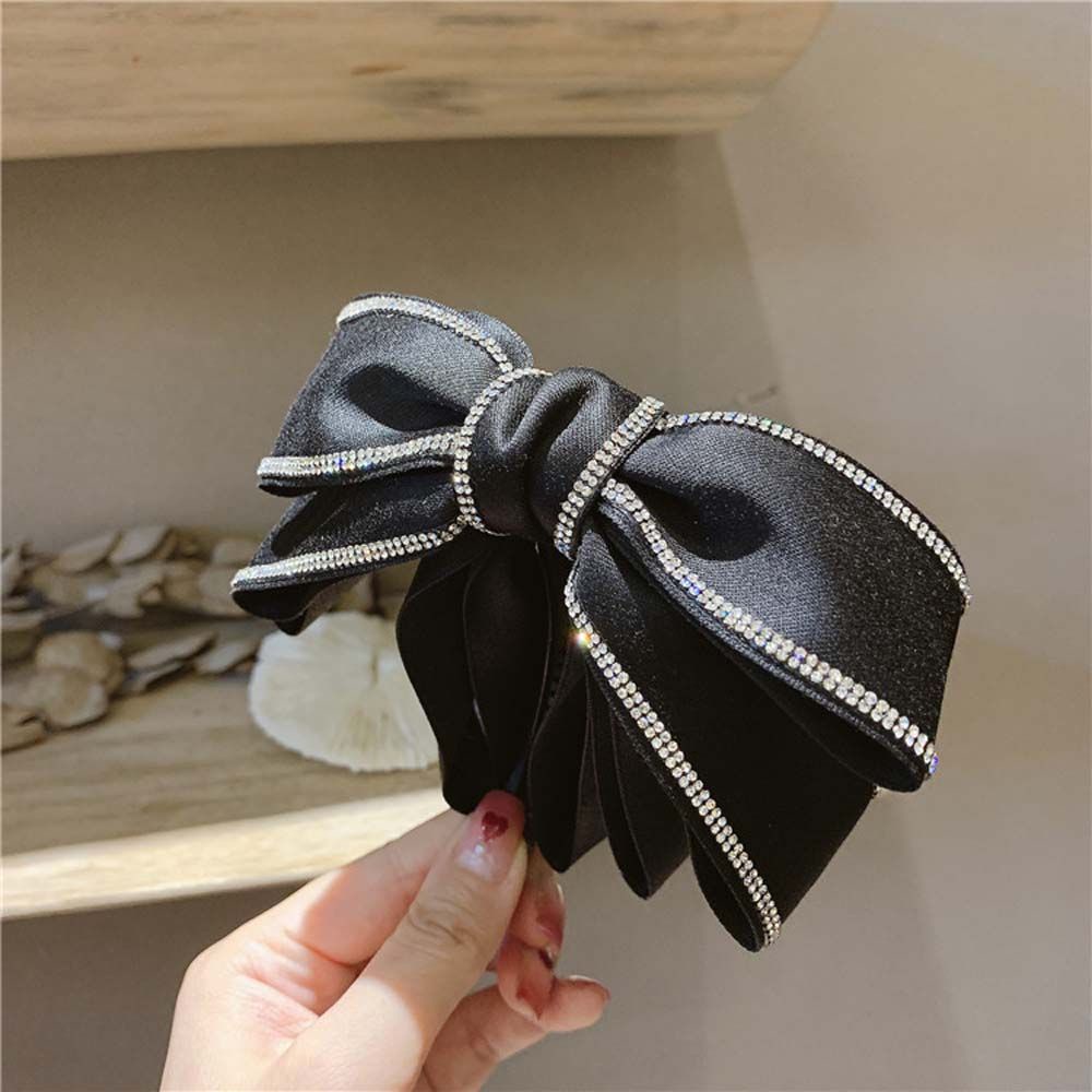 Kẹp Tóc Hình Nơ Bằng Vải Satin Phong Cách Hàn Quốc Đơn Giản Nhiều Màu Sắc Cho Nữ